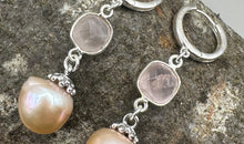 Perlen und Rosenquarz Creolen Silber 925 Ag