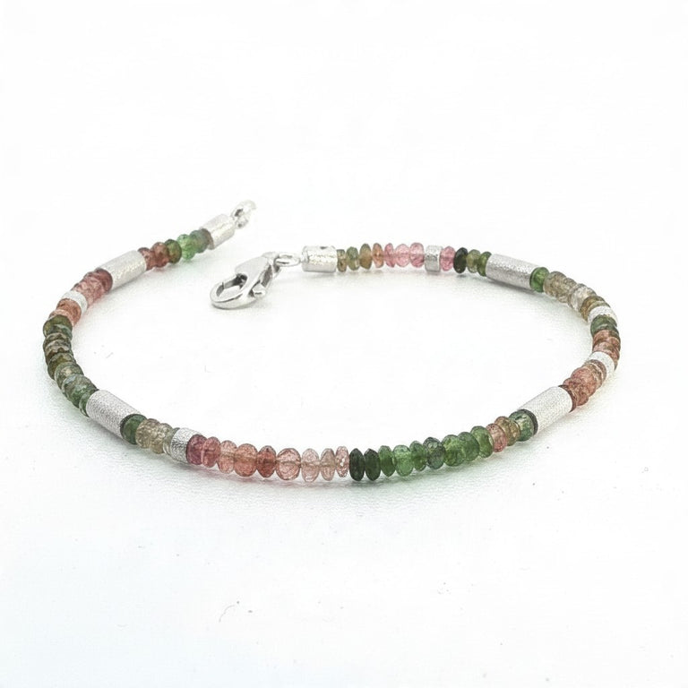 Handgemachtes Multiturmalin Armband – Sterling Silber vergoldet