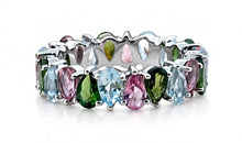 AYAT – Memory Ring mit 3 X 5 mm Blautopas und Turmalinen