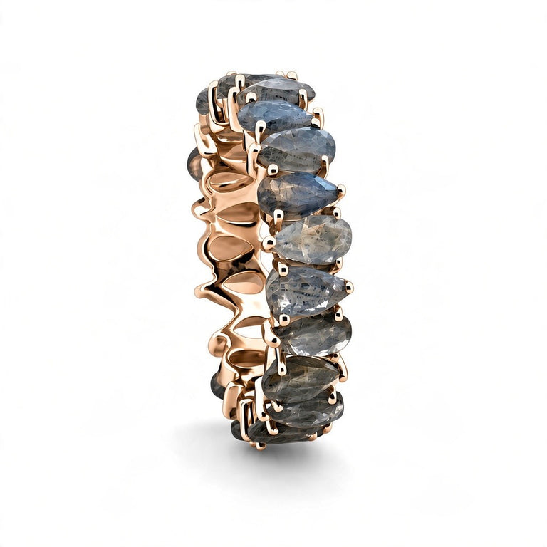 AYAT – Memory Ring mit 3 X 5 mm Labradoriten