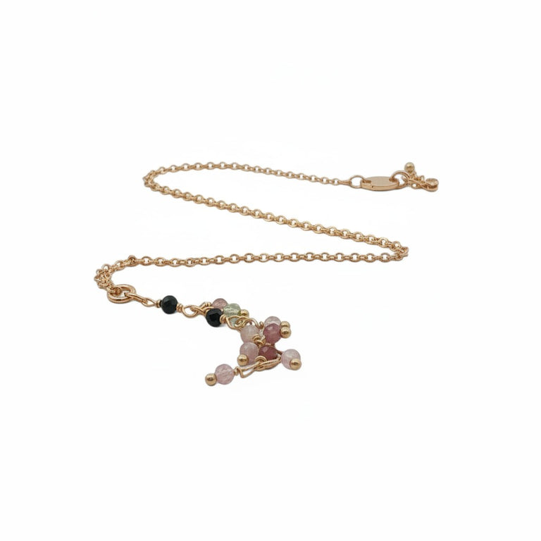 Feine Y-Kette mit Rosturmalin und Perlen – elegant & filigran