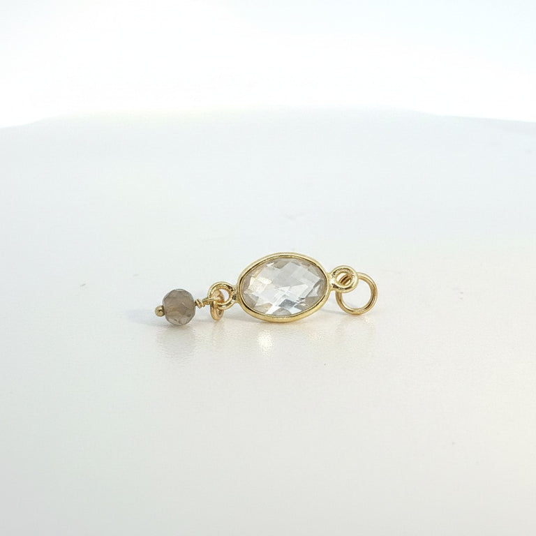 Creolen 16 mm Edelstahl mit Prasiolithe Charms SALE