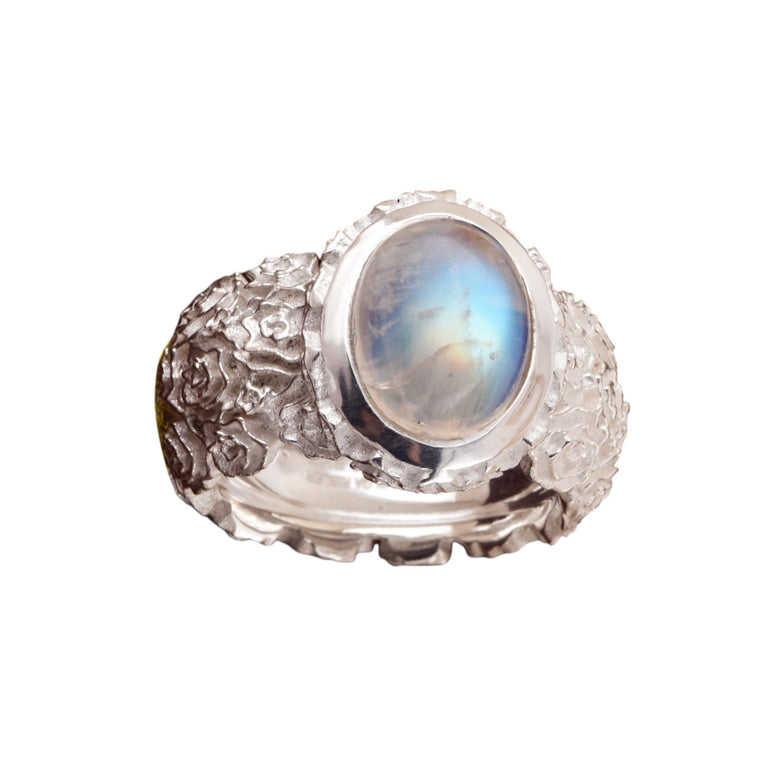 Ring LOTTA Mondstein | Statement Ring mit Rosenmuster