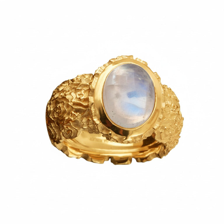 Ring LOTTA Mondstein | Statement Ring mit Rosenmuster