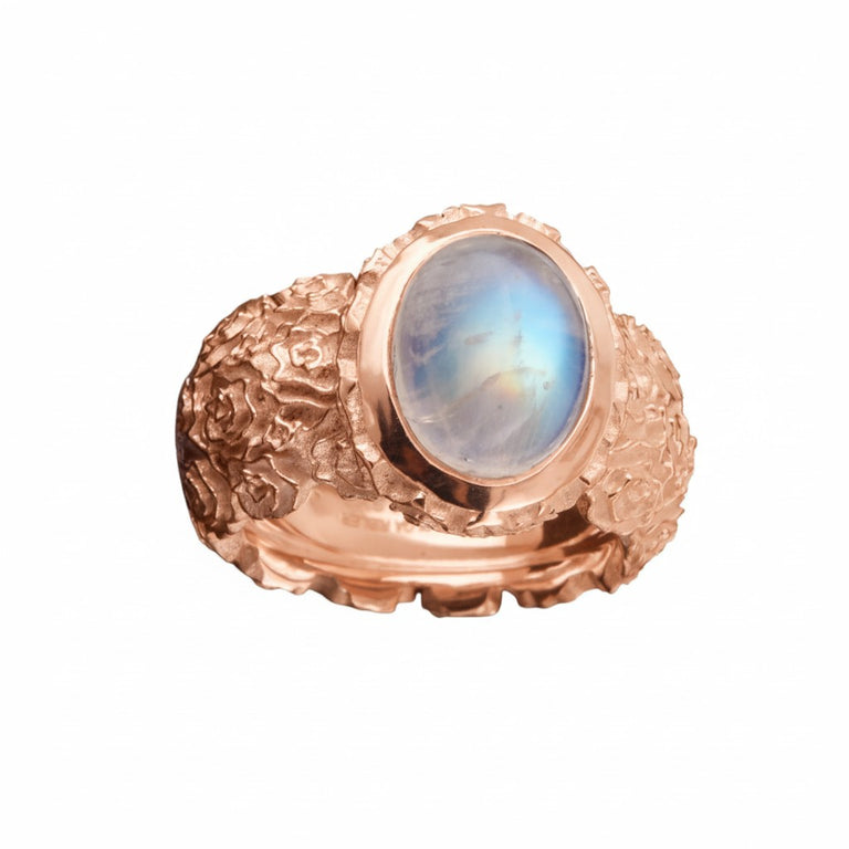 Ring LOTTA Mondstein | Statement Ring mit Rosenmuster