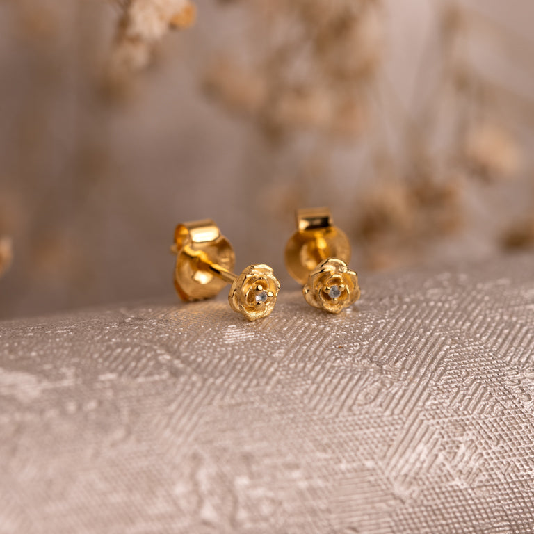 Ohrstecker MINI ROSEN  4 mm mit Topas