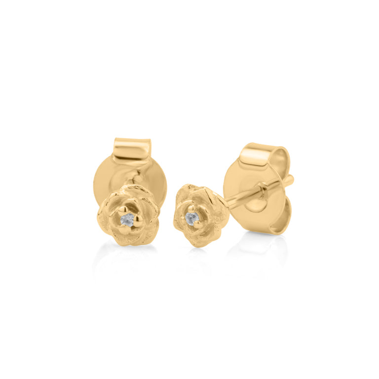 Ohrstecker MINI ROSEN  4 mm mit Topas
