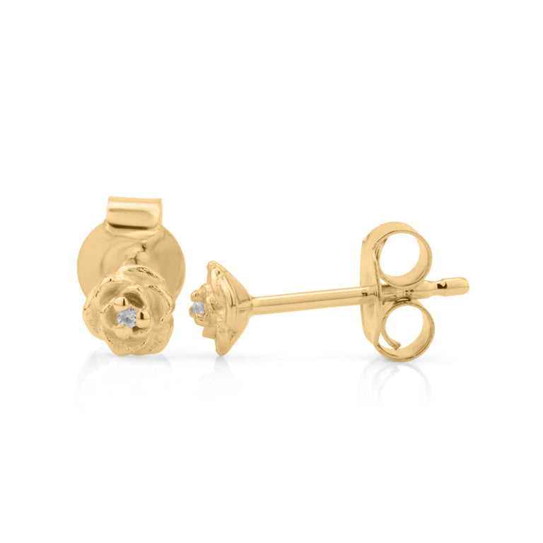 Ohrstecker MINI ROSEN  4 mm mit Topas