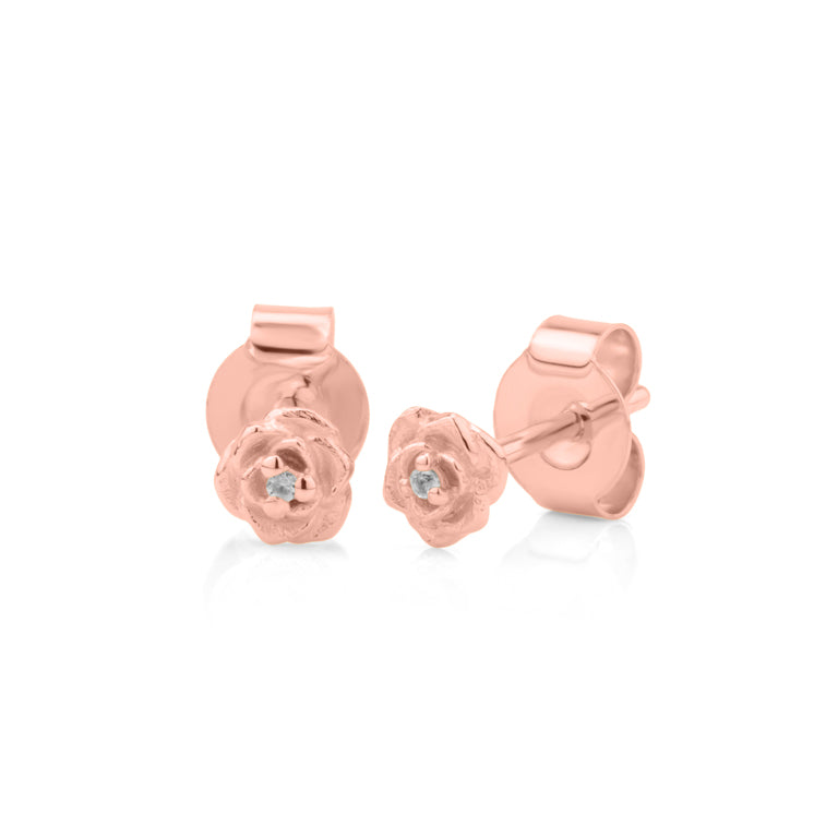 Ohrstecker MINI ROSEN  4 mm mit Topas