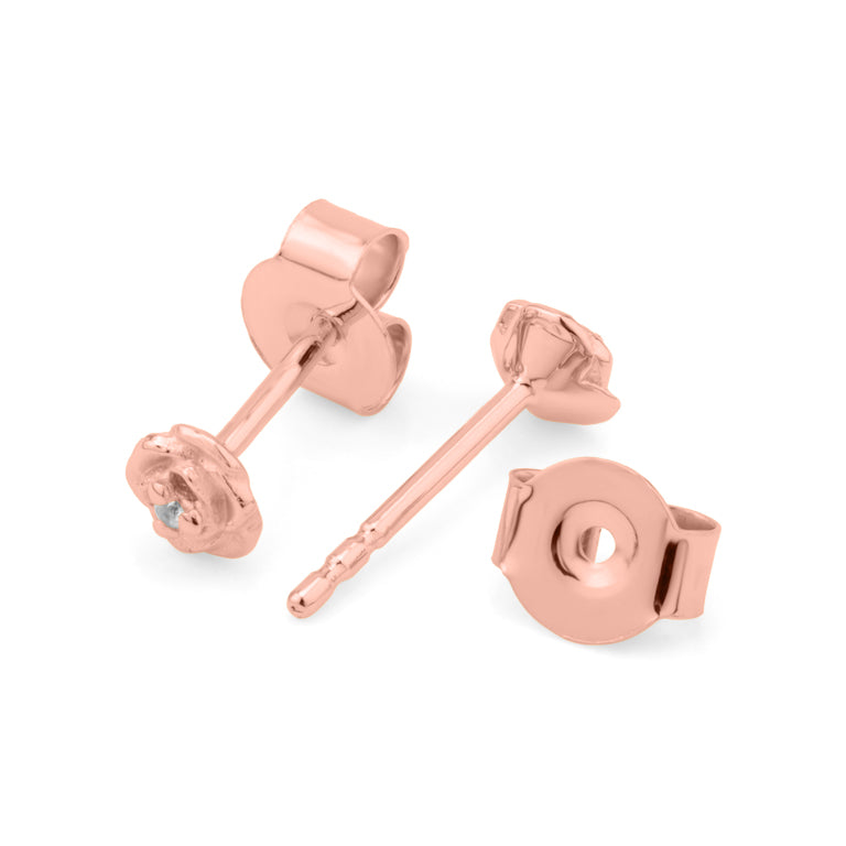 Ohrstecker MINI ROSEN  4 mm mit Topas