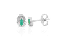 Mini Lotus Ohrstecker mit Smaragd 2x4 mm – Gold & Silber