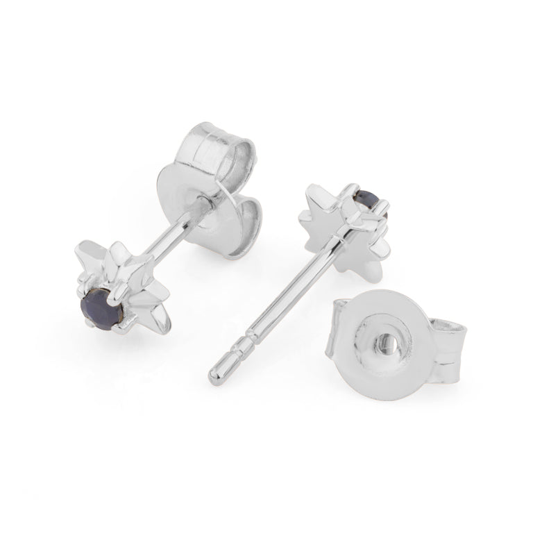 Ohrstecker EMILIA mit nachtblauem Saphir 2 mm