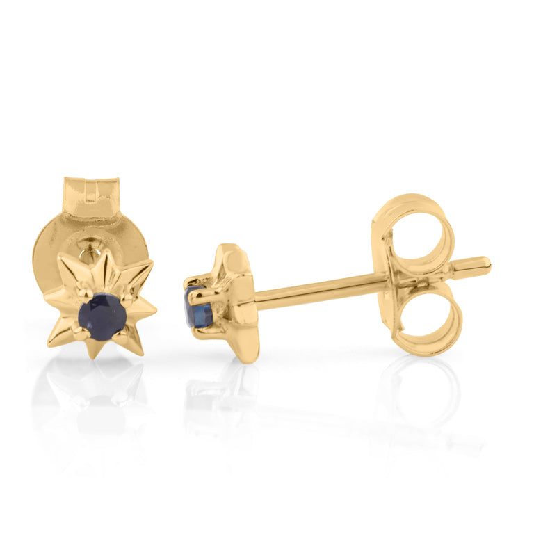 Ohrstecker EMILIA mit nachtblauem Saphir 2 mm