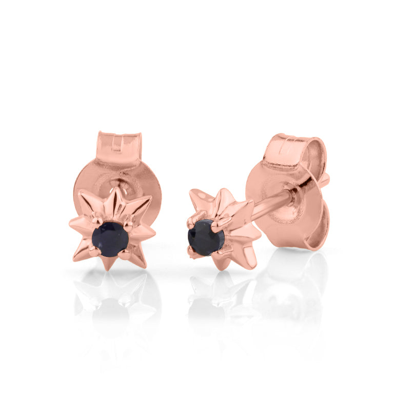 Ohrstecker EMILIA mit nachtblauem Saphir 2 mm