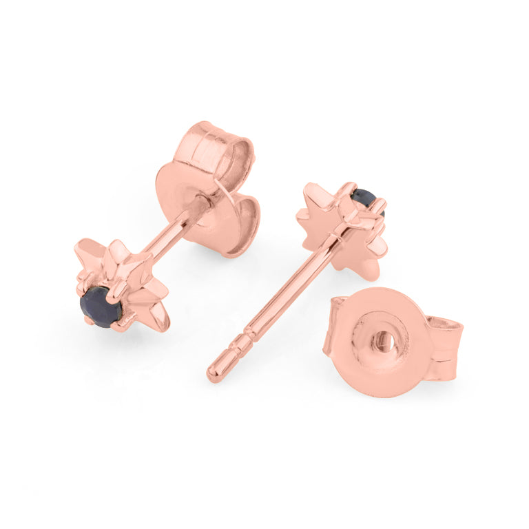 Ohrstecker EMILIA mit nachtblauem Saphir 2 mm