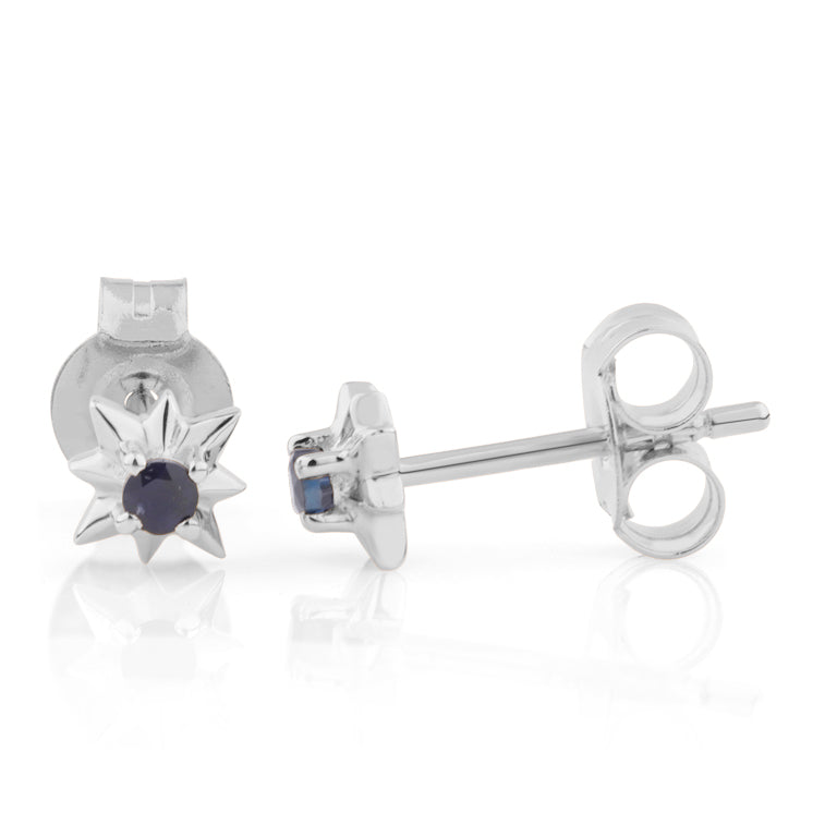 Ohrstecker EMILIA mit nachtblauem Saphir 2 mm