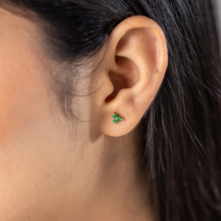 Ohrstecker TRINITY mit Smaragd 1.5 mm