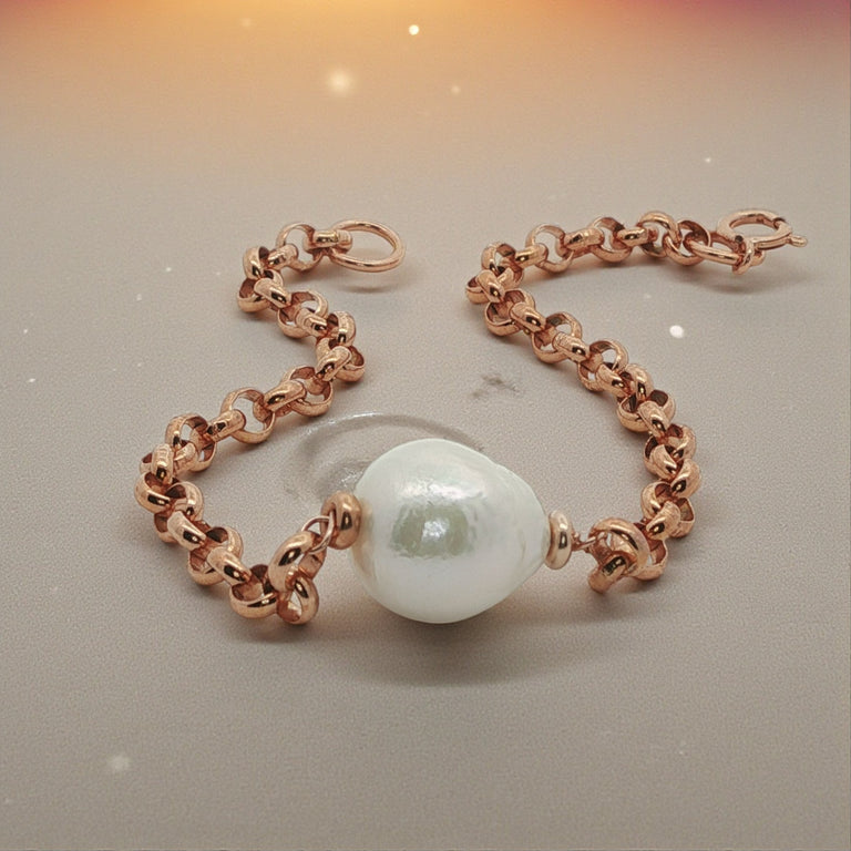 Silberarmband mit Barockperle 11–12 mm | Boho Armband 925 Silber
