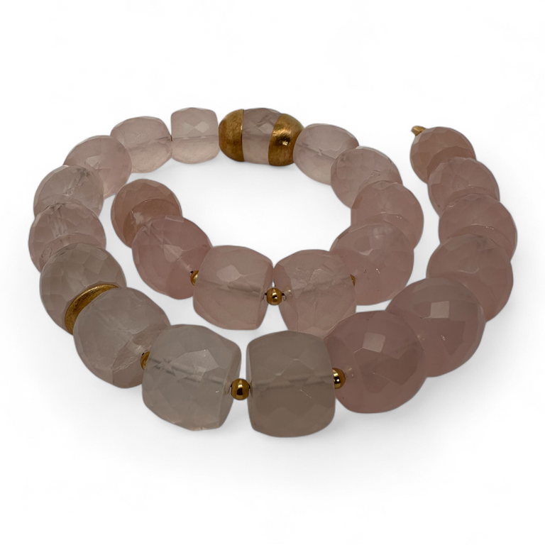 Statement-Collier aus Rosenquarz