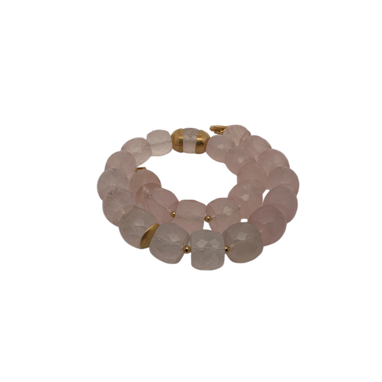 Statement-Collier aus Rosenquarz