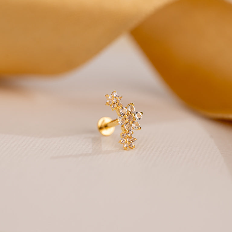 Piercing FLOWERS 18 karat Gold Topas