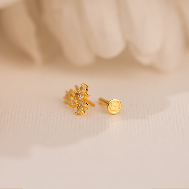 Piercing FLOWERS 18 karat Gold Topas