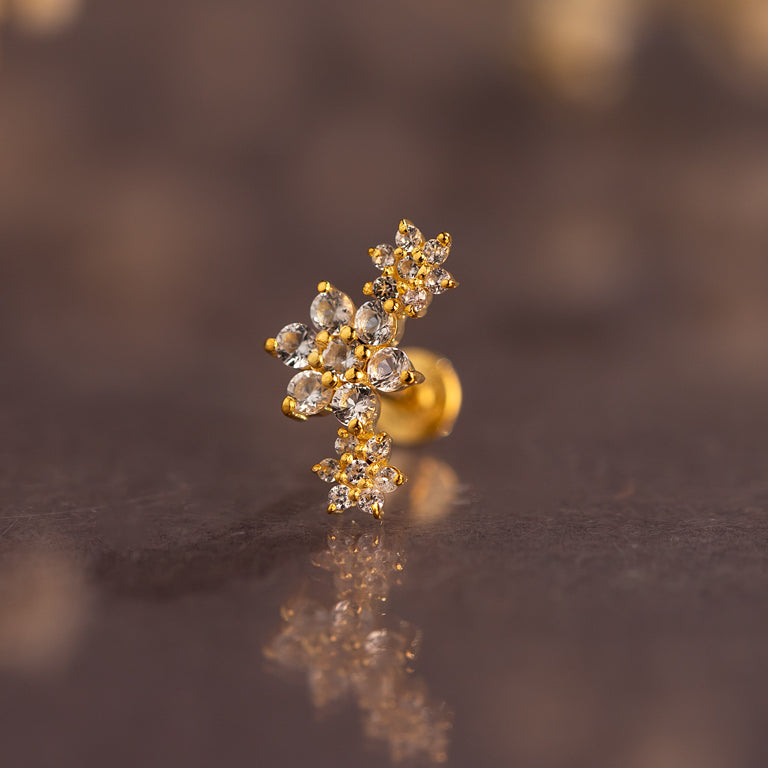 Piercing FLOWERS 18 karat Gold Topas