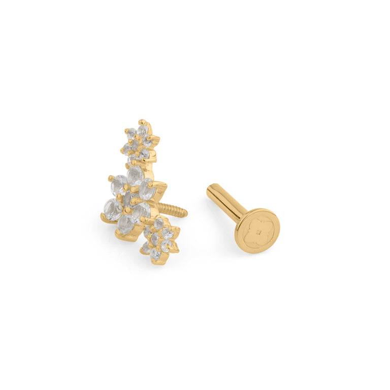 Piercing FLOWERS 18 karat Gold Topas