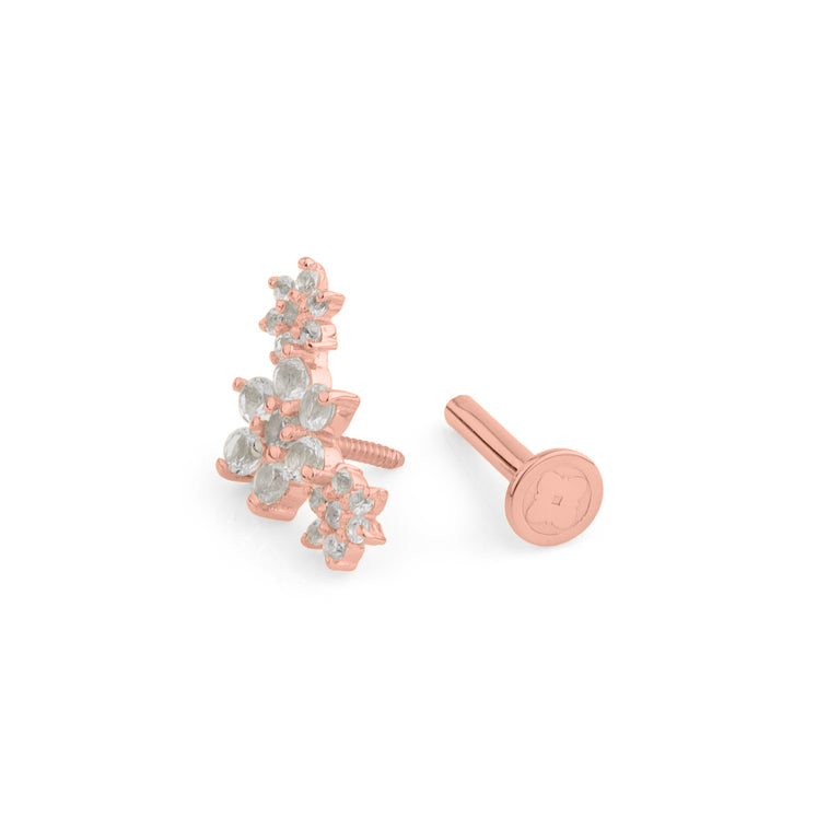 Piercing FLOWERS 18 karat Gold Topas
