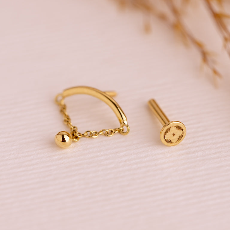 Piercing SINGLE BALL hidden  Helix 18k Gold