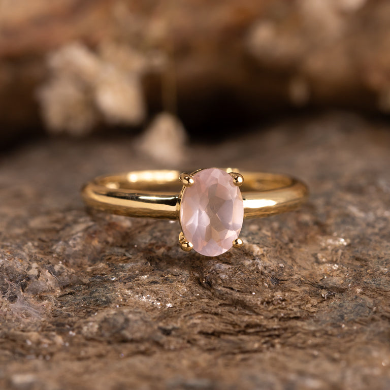 Ring ANTONIA mit 5 X 7 mm Rosenquarz