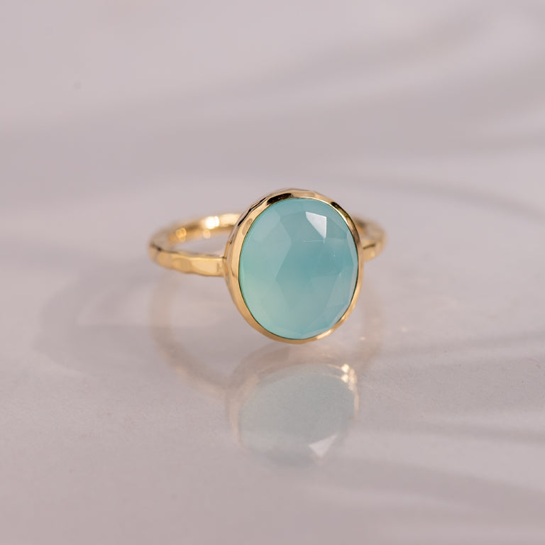 Ring CANDYS mit Blau Chalzedone 10 X 12  mm