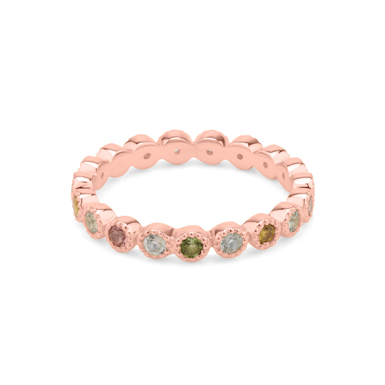 Memory  Ring HARRIET mit Aquamarin und Multiturmalin 2mm
