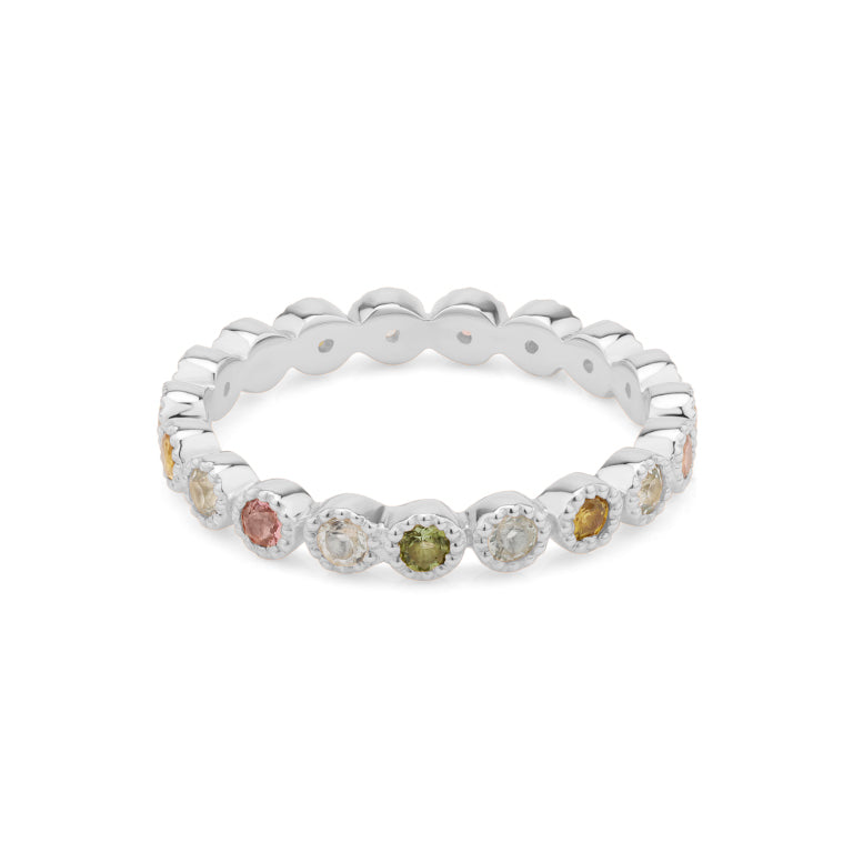 Memory  Ring HARRIET mit Aquamarin und Multiturmalin 2mm