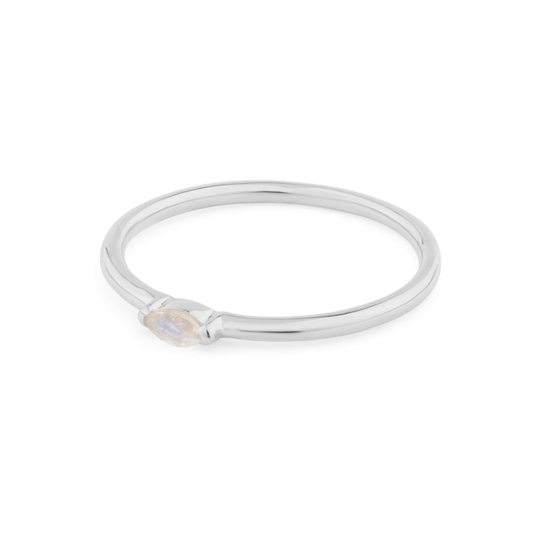 Ring SINGLE NAVETTE Mondstein  2x4 mm