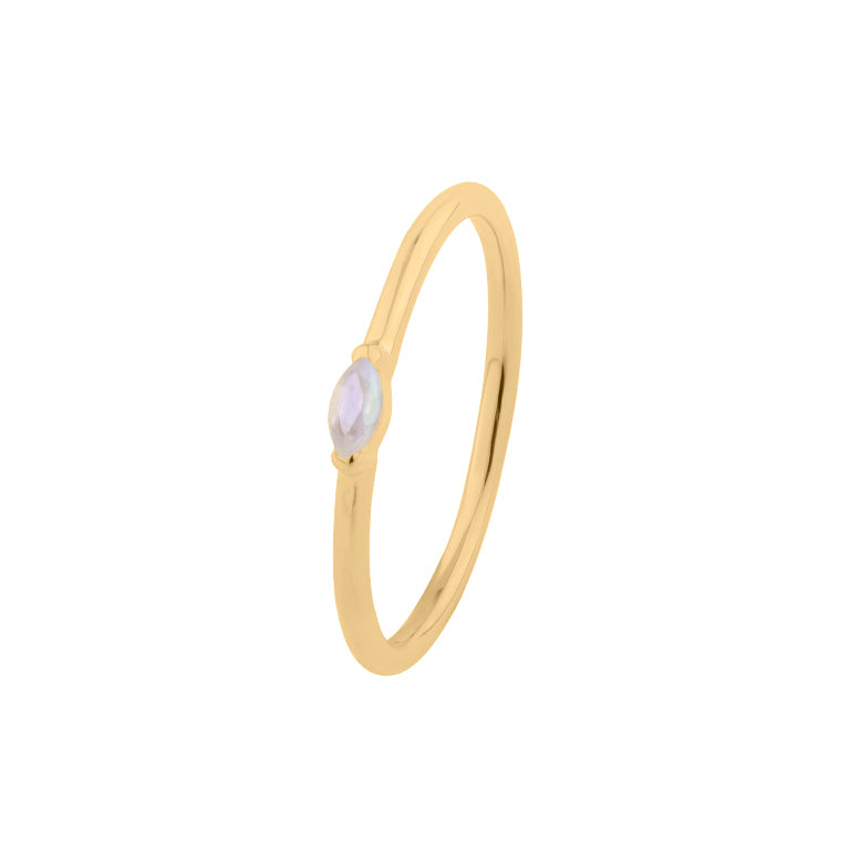 Ring SINGLE NAVETTE Mondstein  2x4 mm