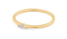 Ring SINGLE NAVETTE Mondstein  2x4 mm