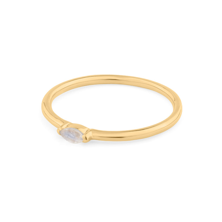 Ring SINGLE NAVETTE Mondstein  2x4 mm