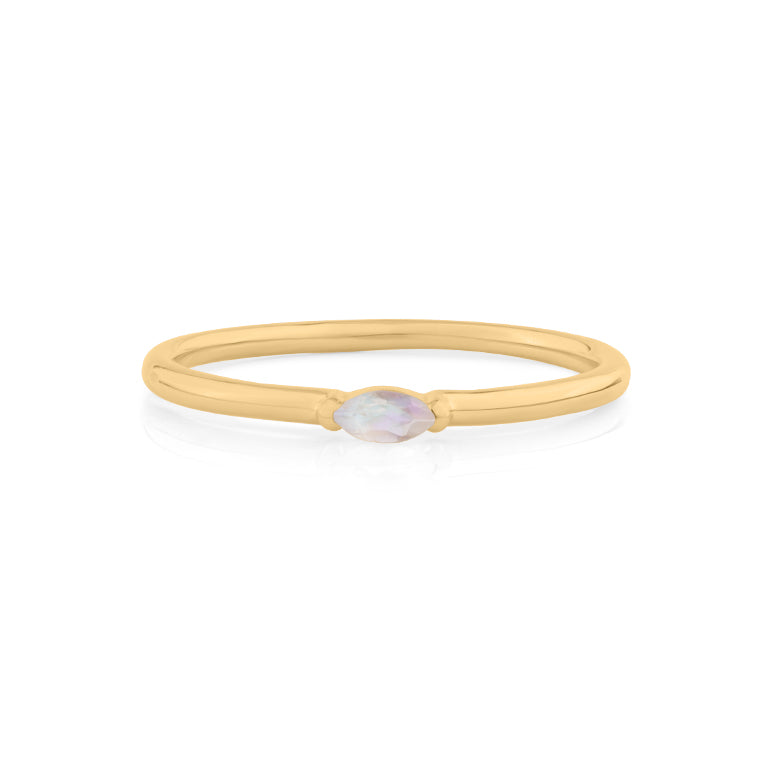 Ring SINGLE NAVETTE Mondstein  2x4 mm