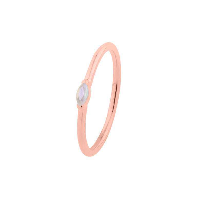 Ring SINGLE NAVETTE Mondstein  2x4 mm
