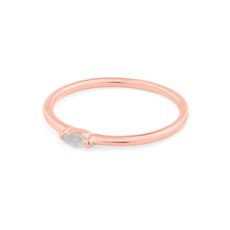 Ring SINGLE NAVETTE Mondstein  2x4 mm