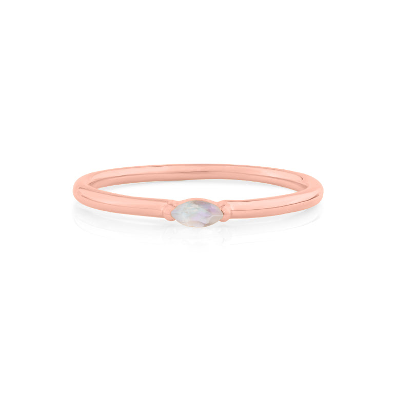 Ring SINGLE NAVETTE Mondstein  2x4 mm