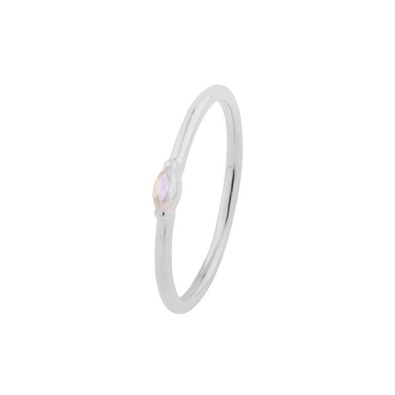 Ring SINGLE NAVETTE Mondstein  2x4 mm