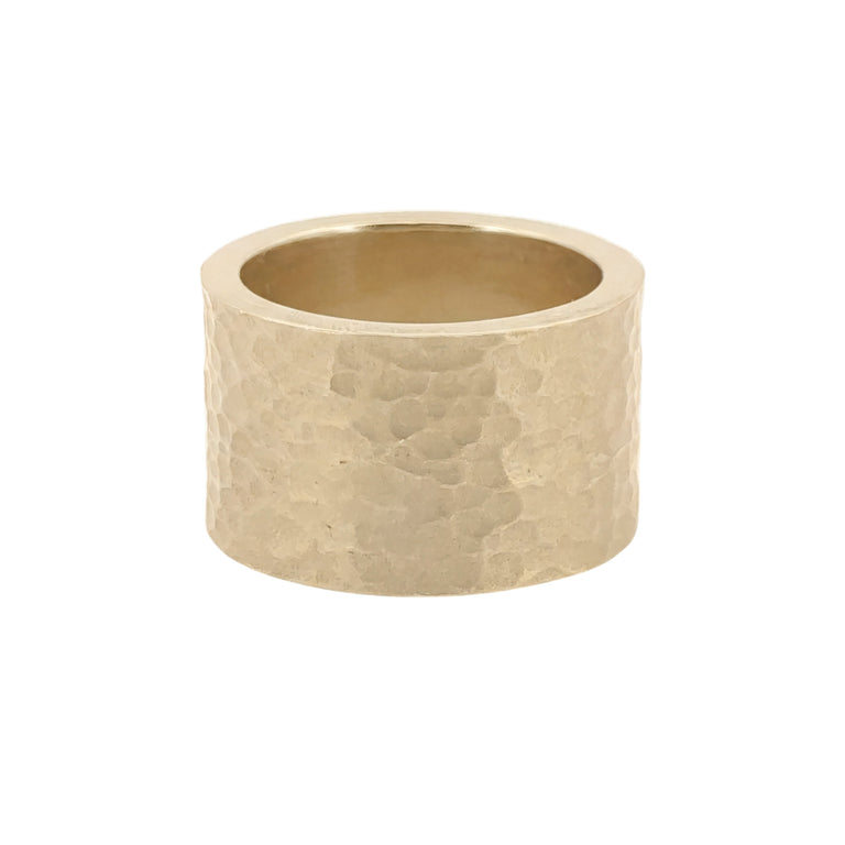 Ring SIMON – Massiv Silber, 15 mm, gehämmert & matt