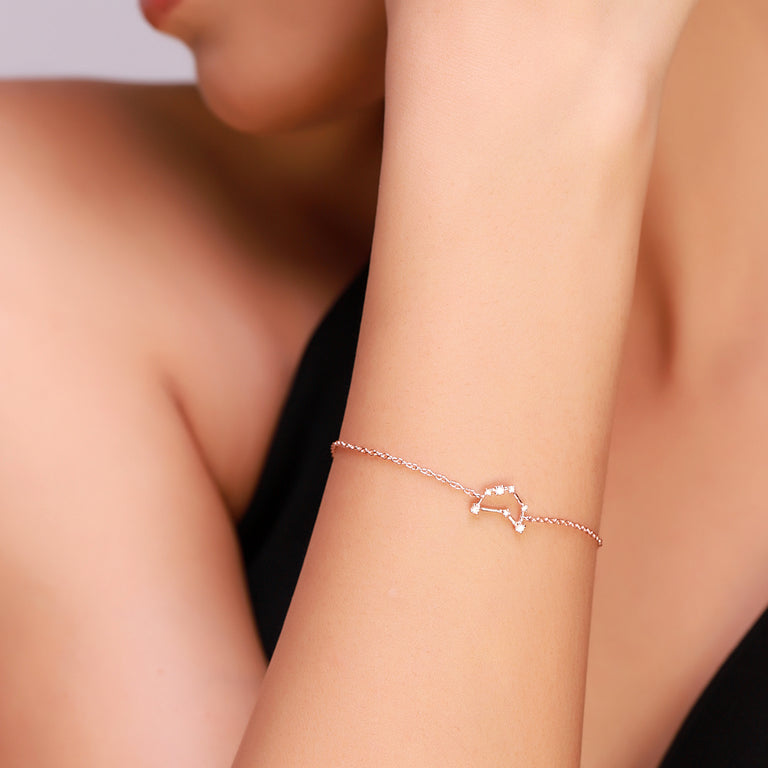 Sternzeichen Armband Steinbbock Capricorn  Silber 18k gelbvergoldet