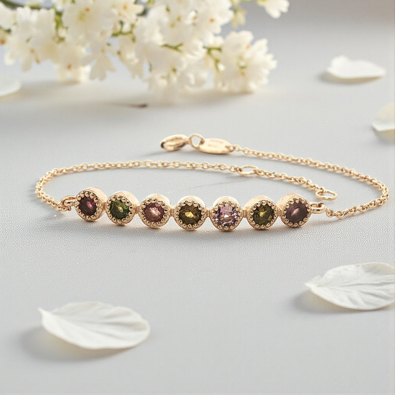 Feines Silberarmband mit Multiturmalinen