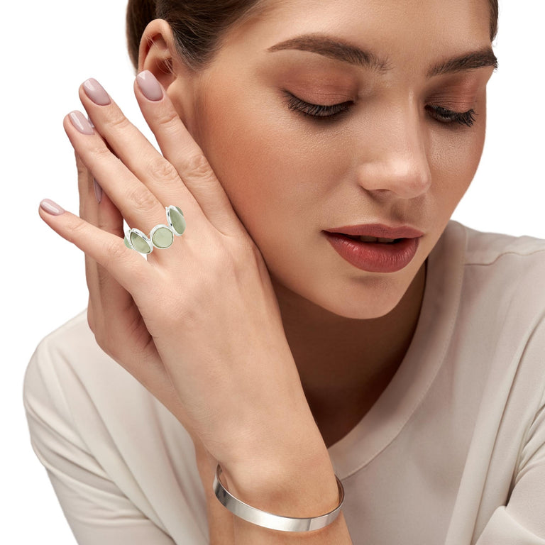 Ring MIRALIA Eternity Prehnite Silber