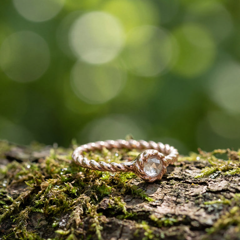 Ring Twist mit Rosenquarz
