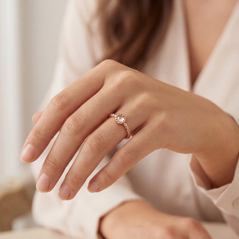 Ring Twist mit Rosenquarz