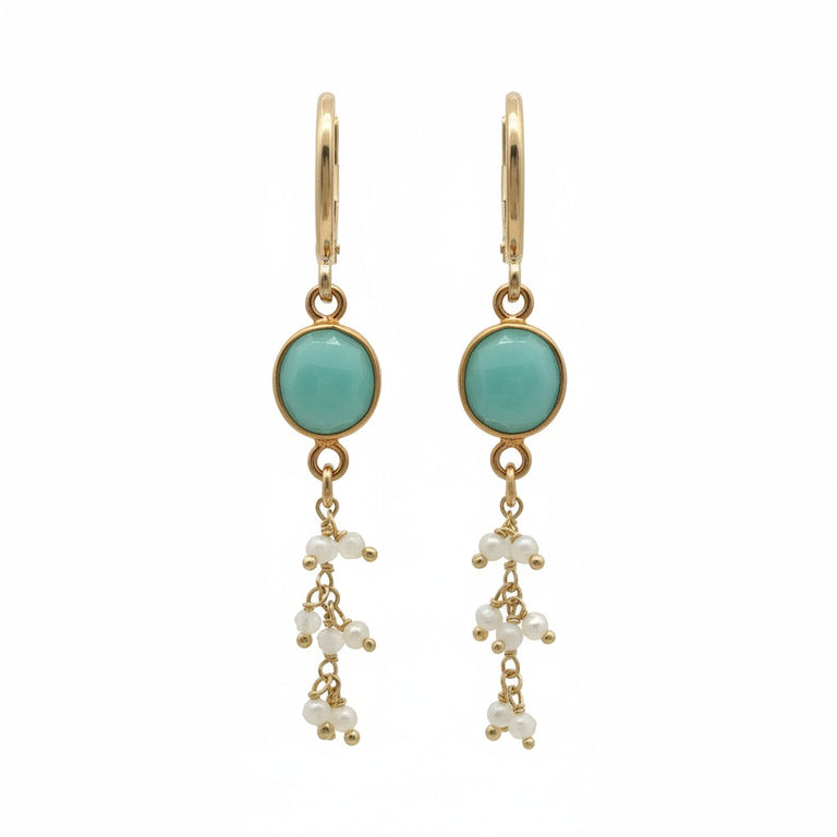 Creolen mit Amazonite und Mondsteinen